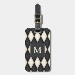Black & White Harlequin Dramatic Custom Monogram Gepäckanhänger