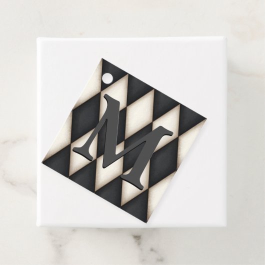 Black & White Harlequin Dramatic Custom Monogram Geschenkanhänger (Beispiel)
