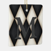 Black & White Harlequin Dramatic Custom Monogram Keramikornament (Rechts)