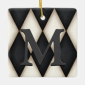 Black & White Harlequin Dramatic Custom Monogram Keramikornament (Vorderseite)