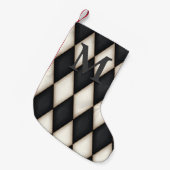 Black & White Harlequin Dramatic Custom Monogram Kleiner Weihnachtsstrumpf (Vorderansicht (hängend))