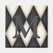 Black & White Harlequin Dramatic Custom Monogram Magnet (Vorne)
