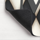 Black & White Harlequin Dramatic Custom Monogram Mousepad (Ecke)