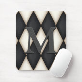 Black & White Harlequin Dramatic Custom Monogram Mousepad (Mit Mouse)