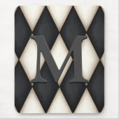 Black & White Harlequin Dramatic Custom Monogram Mousepad (Vorne)