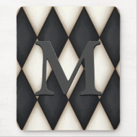 Black & White Harlequin Dramatic Custom Monogram