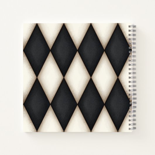 Black & White Harlequin Dramatic Custom Monogram Notizblock (Rückseite)