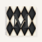 Black & White Harlequin Dramatic Custom Monogram Notizblock (Vorderseite)