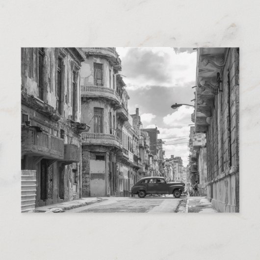 Black & White Havana Street Car Kuba Foto Postkarte (Vorderseite)