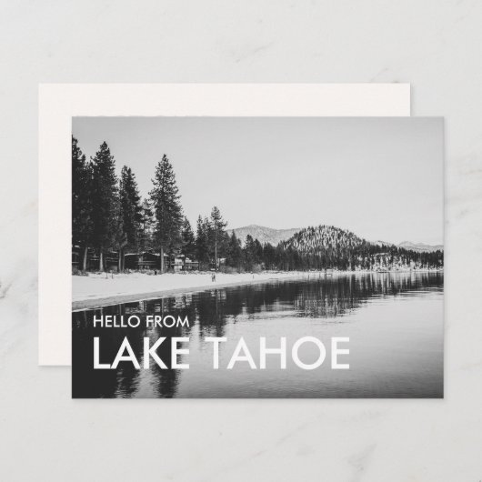 Black & White Hello aus Lake Tahoe Postcard Postkarte (Vorne/Hinten)