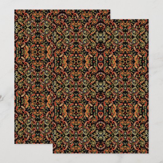 Black White Henna Wallpaper – Paisley Floral Art Save The Date (Vorne/Hinten)