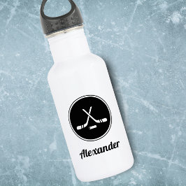 Black & White Hockey Design Boys Wintersport benen Edelstahlflasche