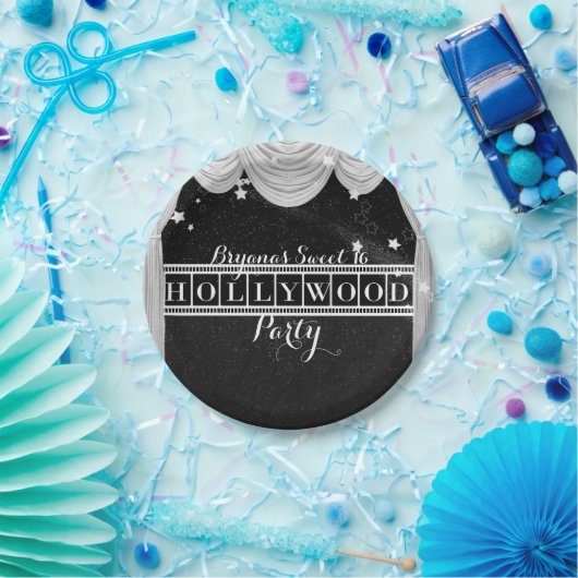 Black & White HOLLYWOOD Vorhänge Elegantes Party Pappteller (Party)