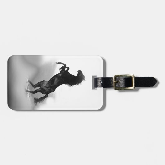 Black White Horse Gepäckanhänger (Vorderseite horizontal)