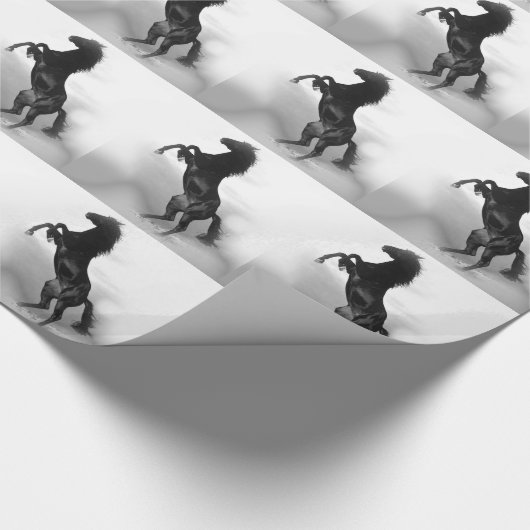 Black White Horse Geschenkpapier (Ecke)