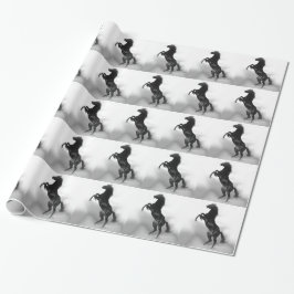 Black White Horse Geschenkpapier