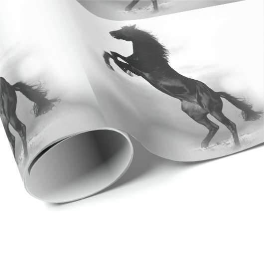 Black White Horse Geschenkpapier (Rolleneckpunkt)