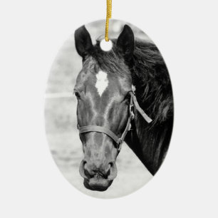 Black White Horse Keramik Ornament