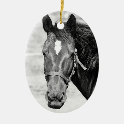 Black White Horse Keramik Ornament (Vorne)