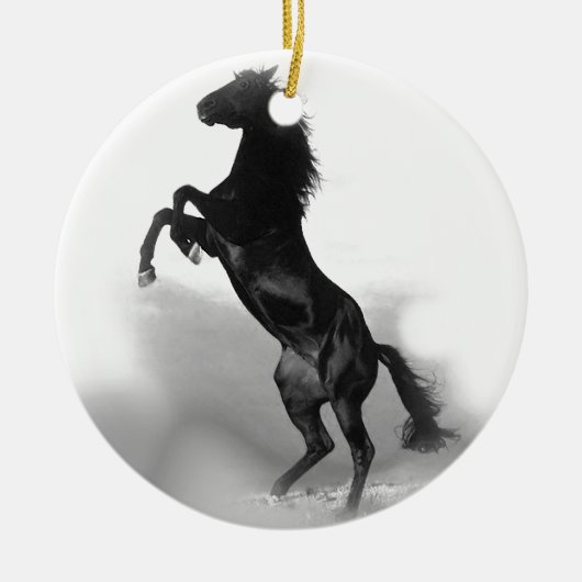 Black White Horse Keramikornament (Vorne)