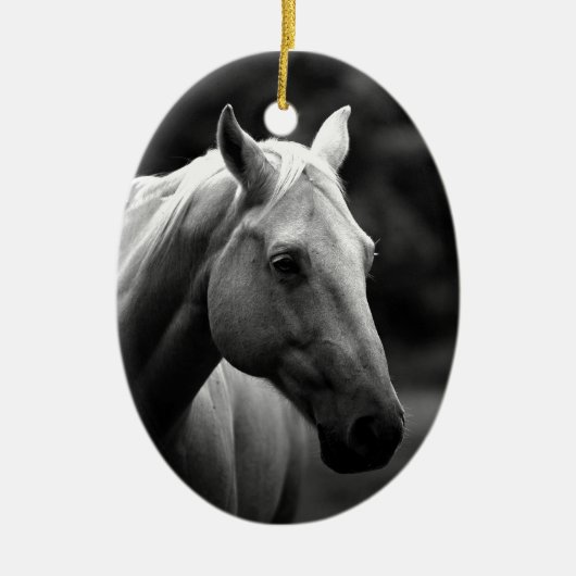 Black White Horse Keramikornament (Vorne)