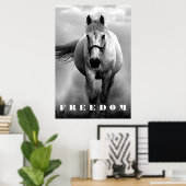 Black White Horse Motivational Freedom Artwork Poster (Heimbüro)
