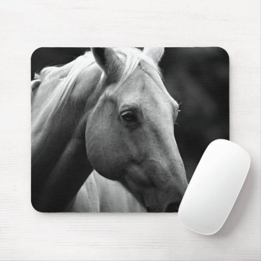 Black White Horse Mousepad (Mit Mouse)