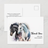 Black & White Horse Pair in Watercolor Vielen Dank