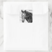 Black White Horse Quadratischer Aufkleber (Tasche)