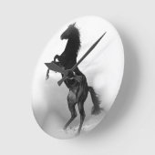 Black White Horse Runde Wanduhr (Winkel)