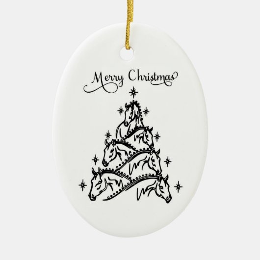 Black & White Horse Tree Ornament (Vorne)