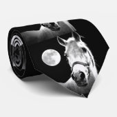 Black & White Horst - Vollmond bei Night Krawatte (Gerollt)