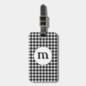 Black & White Houndstooth Monogrammed Gepäckanhänger (Vorderseite vertikal)