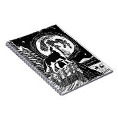 Black & White Howling Husky am Abend Linocut Notizblock (Rechte Seite)