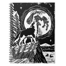 Black & White Howling Husky am Abend Linocut