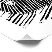 Black & White Howling Husky am Abend Linocut Poster (Ecke)