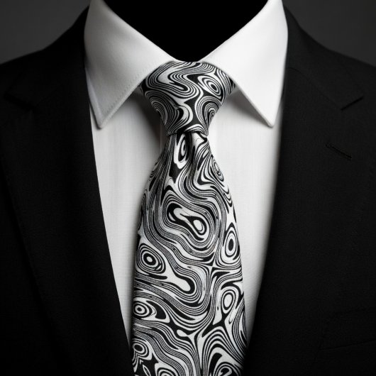 Black & White Hypnotic Swirl Krawatte