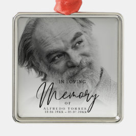 Black & White In Loving Memory Funeral  Ornament Aus Metall