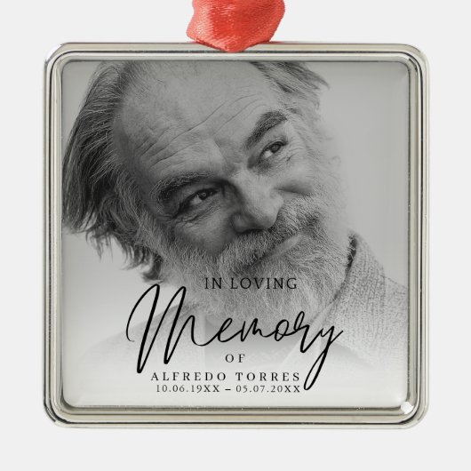 Black & White In Loving Memory Funeral  Ornament Aus Metall (Vorne)