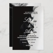 Black & White Ink Art Wedding Invitation Einladung (Vorne/Hinten)