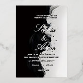 Black & White Ink Art Wedding Invitation Folieneinladung (Vorderseite)