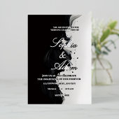 Black & White Ink Art Wedding Invitation Folieneinladung (Stehend vorne)