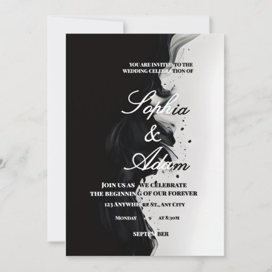 Black & White Ink Art Wedding Invitation Save The Date (Vorderseite)