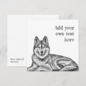 Black & White Ink & Watercolor Siberian Husky Einladung (Vorne/Hinten)
