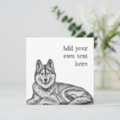 Black & White Ink & Watercolor Siberian Husky Einladung (Stehend Vorderseite)
