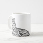 Black & White Ink & Watercolor Siberian Husky Kaffeetasse (Vorderseite Links)