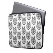 Black & White Ink & Watercolor Siberian Husky Laptopschutzhülle (Vorderseite Links)