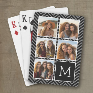 Black White Instagram 5 Photo Collage Monogram Spielkarten