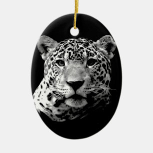 Black & White Jaguar Keramikornament