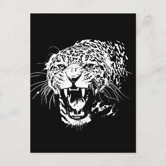 Black & White Jaguar Postkarte (Vorderseite)